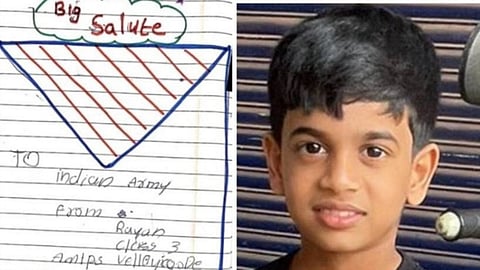 Rayan, a Class 3 student of the AMLP School , Kerala