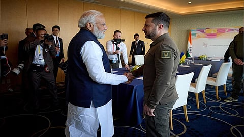 PM Narendra Modi with President Volodymyr Zelenskyy