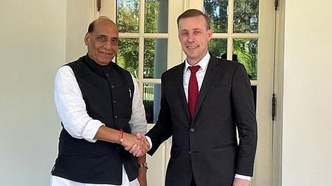 Defence Minister Rajnath Singh and US National Security Advisor Jake Sullivan