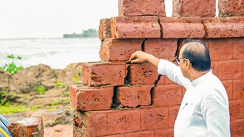 Maharashtra Deputy Chief Minister Ajit Pawar visits the Rajkot Fort where a statue of Chhatrapati Shivaji Maharaj collapsed recently, at Malvan in Sindhudurg district, Friday, Aug. 30, 2024.