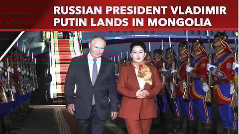 Russian President Vladimir Putin reaches Mongolia