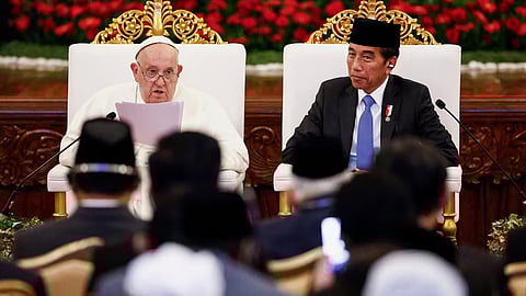 Pope Francis and Indonesian President Joko Widodo