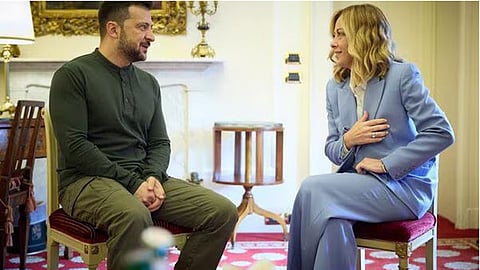 Ukrainian President Volodymyr Zelenskyy and Italian PM Meloni