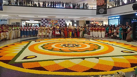 The giant Pookkalam to be created at Nexus Mall on Sep 14th as part of Onam celebration