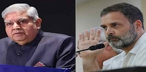 Vice President Jagdeep Dhankhar (L) and Congress leader Rahul Gandhi (R)