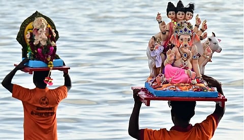 Ganesh idol immersion processions begin as devotees bid farewell to their favourite deity