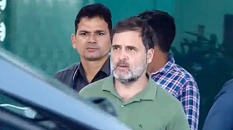 Leader of Opposition in the Lok Sabha Rahul Gandhi arrives at Delhi airport, Monday, Sept. 16, 2024.