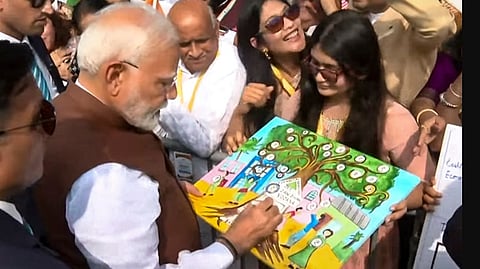 Prime Minister Narendra Modi being welcomed by members of the Indian community upon his arrival at Philadelphia airport, USA, Saturday, Sept. 21, 2024.