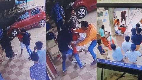 Policeman trying to flee with liquor bottle