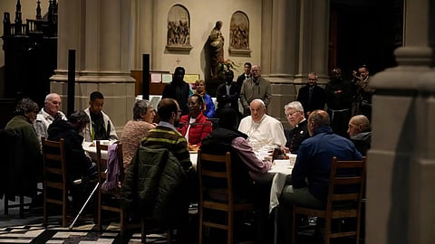 Pope Francis during a discussion at The Catholic University of Louvain, Belgium