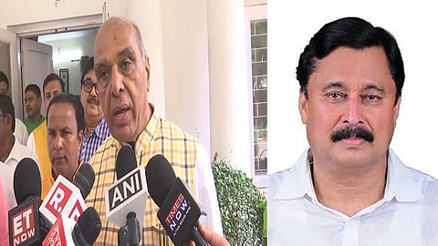 Joint Parliamentary Committee Chairman Jagdambika Pal and Kerala Minister V Abdurahiman (R)