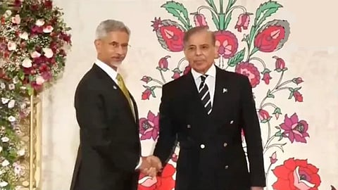 External Affairs Minister S Jaishankar with Pak PM Shehbaz Sharif