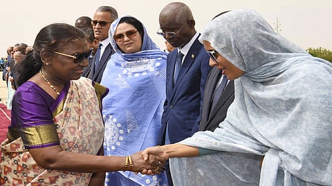 President Droupadi Murmu arrives in Mauritania