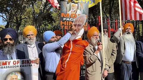 Pannun case: Demonstrators beat effigy of Narendra Modi outside courthouse in New York