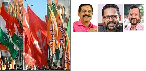 BJP-led NDA, C Krishnakumar (L), LDF's Dr P Sarin (M) and UDF candidate Rahul Mamkootathil (R)