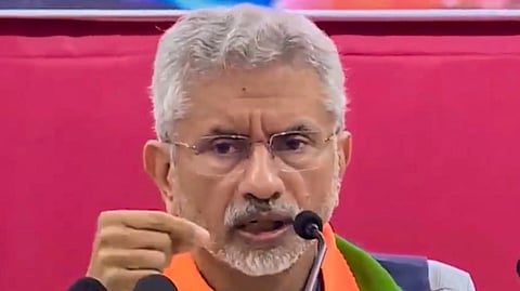Union External Affairs Minister S Jaishankar addresses a press conference at the BJP office, in Mumbai, Sunday, Oct. 27, 2024.
