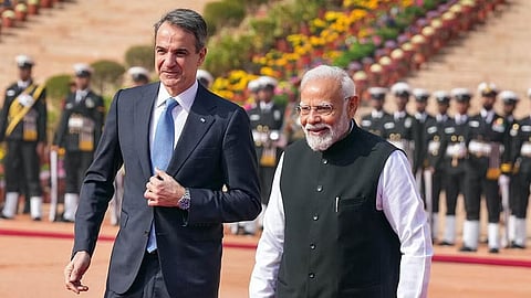 PM Narendra Modi and his Greece counterpart Kyriakos Mitsotakis