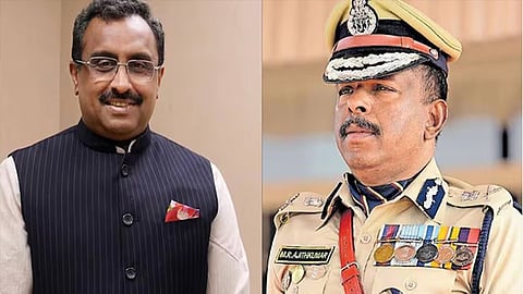 Senior RSS leader Ram Madhav and ADGP M R Ajithkumar