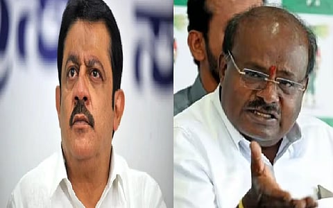 Karnataka Minister Zameer Ahmed Khan (L) calls Union Minister Kumaraswamy (R)