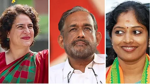 A total of 16 candidates, including Congress's Priyanka Gandhi Vadra, CPI's Sathyan Mokeri and BJP's Navya Haridas, are vying for the support of the over 14 lakh voters in the Wayanad Lok Sabha constituency where bypoll results to be declared on Saturday