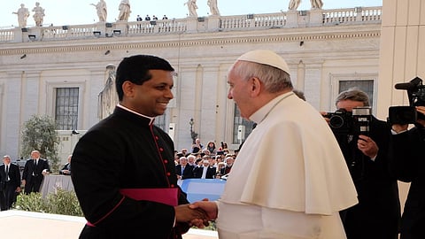 Arch Bishop George Jacob Koovakad with Pope Francis