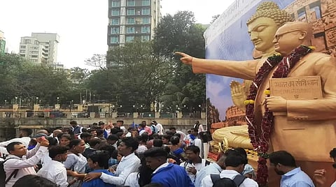 Dr B R Ambedkar, the chief architect of the Constitution, on his death anniversary here on Friday.