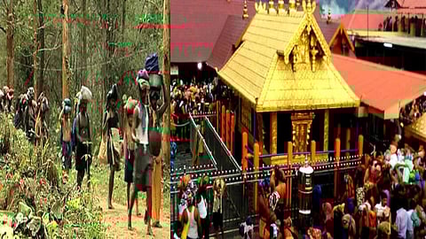 Devotees are trekking to reach Sabarimala Lord Ayyappa temple