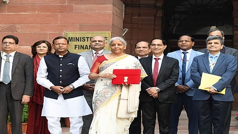 Finance Minister Nirmala Sitharaman with her team ahead of Budget 2025 presentation
