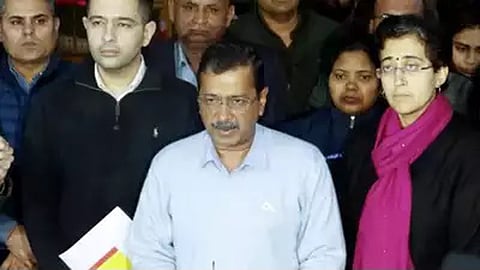 AAP national convenor Arvind Kejriwal with his leaders