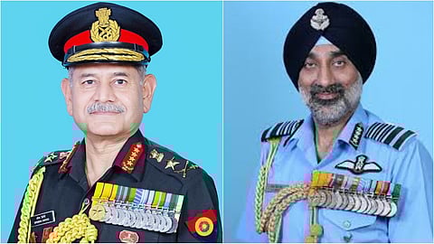 Chief of the Army Staff General Upendra Dwivedi and Air Chief Marshal A P Singh