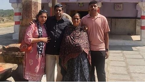 A family of four members were found dead at an apartment here on Monday, police said.