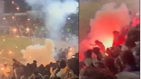 Firecrackers misfired causes injury to spectators in the sevens football match stadium