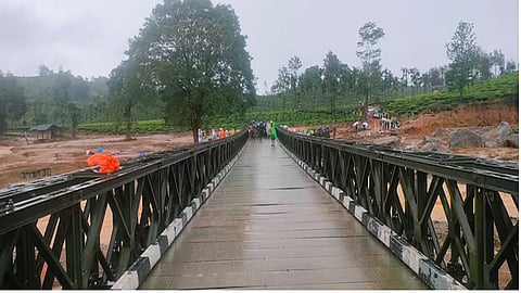 New bridge to Chooralmala in Wayanad, instead of the temporary one.