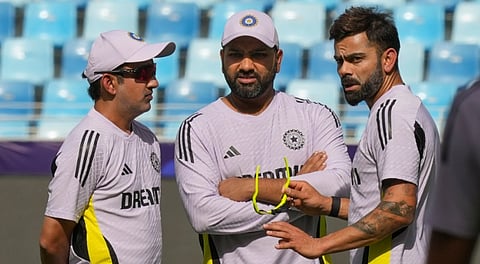 India's coach Gautam Gambhir, skipper Rohit Sharma and Virat Kohli