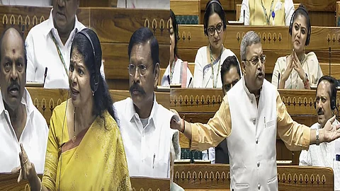 Trinamool Congress's Kalyan Banerjee and DMK's Kanimozhi had a sharp exchange of words in the Lok Sabha