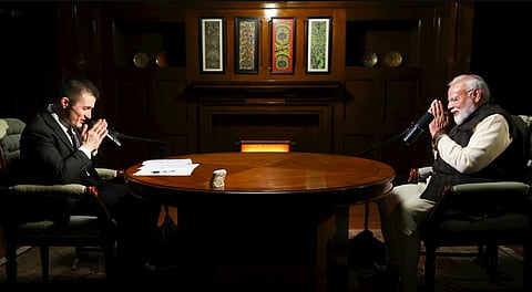 Prime Minister Narendra Modi during a podcast with Lex Fridman, Sunday, March 16, 2025.