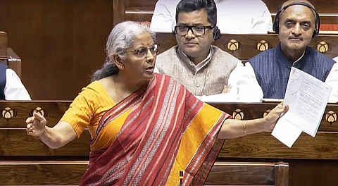 Union Finance Minister Nirmala Sitharaman speaks in the Rajya Sabha.