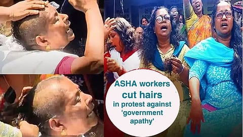 Dozens of Accredited Social Health Activists (ASHA) intensified their protest outside the Secretariat