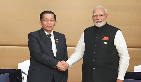 Prime Minister Narendra Modi on Friday met Myanmar's Senior General Min Aung Hlaing, as his country grapples with the aftermath of the massive earthquake that killed thousands last week.
