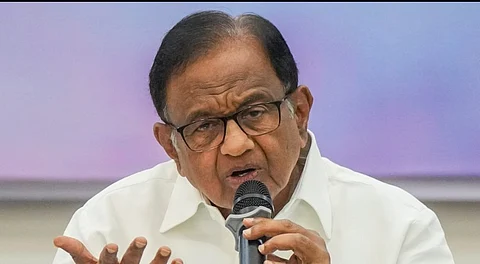 Former Union minister and senior Congress leader P Chidambaram at a press conference, in Mumbai, Saturday, Nov. 16, 2024.