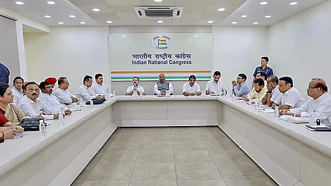 The Congress top brass on Tuesday began deliberations at the Sardar Vallabhbhai Patel Memorial