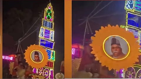 KB Hedgewar's portraits during a temple festival in Kollam has sparked controversy in Kerala