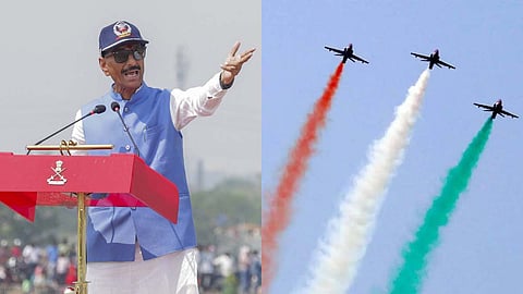 The Indian Air Force's Surya Kiran Aerobatic Team (SKAT) painted the skies above the Namkum Army Ground in Ranchi