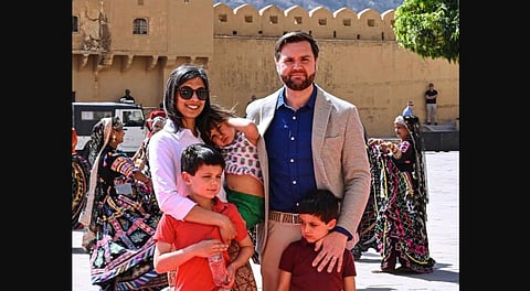 US Vice President J.D. Vance, Second Lady Usha Vance and their children visit Amber Fort, in Jaipur, Tuesday, April 22, 2025.