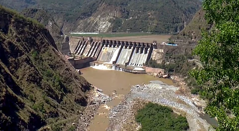A dam on the Indus river system, in Reasi, J&K.
