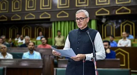Jammu and Kashmir Chief Minister Omar Abdullah speaks during the one-day special session of the Assembly summoned to condemn the Pahalgam terror attack, in Jammu, Monday, April 28, 2025.