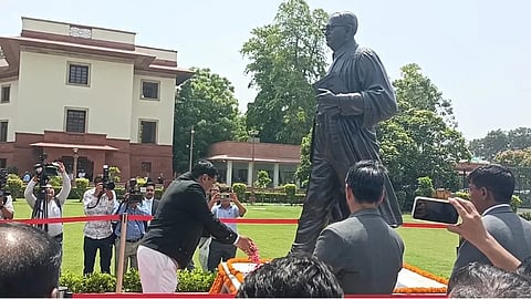 CJI B R Gavai pays floral tributes to Gandhi, Ambedkar