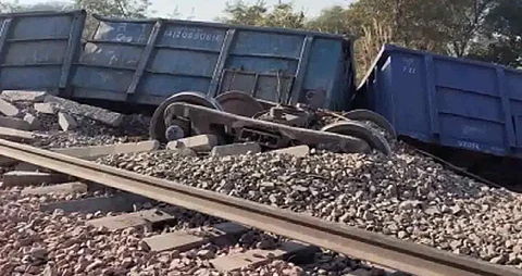 Goods train derails in Andhra Pradesh
