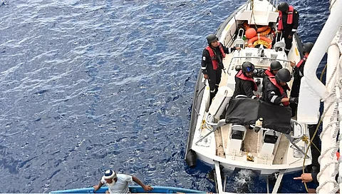 18 rescued from blaze-hit container ship brought to Mangaluru by INS Surat, two criticial