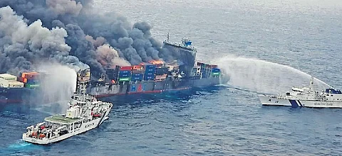MV Wan Hai 503 blaze: Firefighting continues amid adverse sea conditions